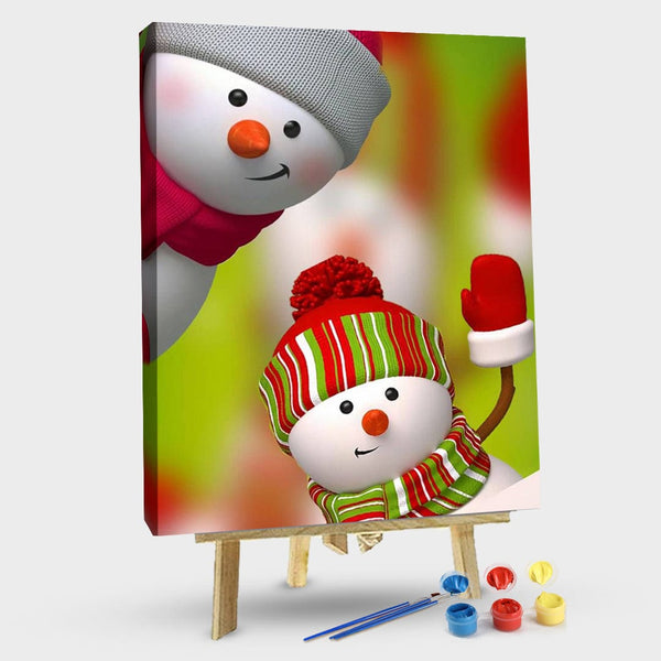 paintingnumberart 16"x20"/40x50cm / Without frame Snowman saying hello-Paint By Numbers Kit