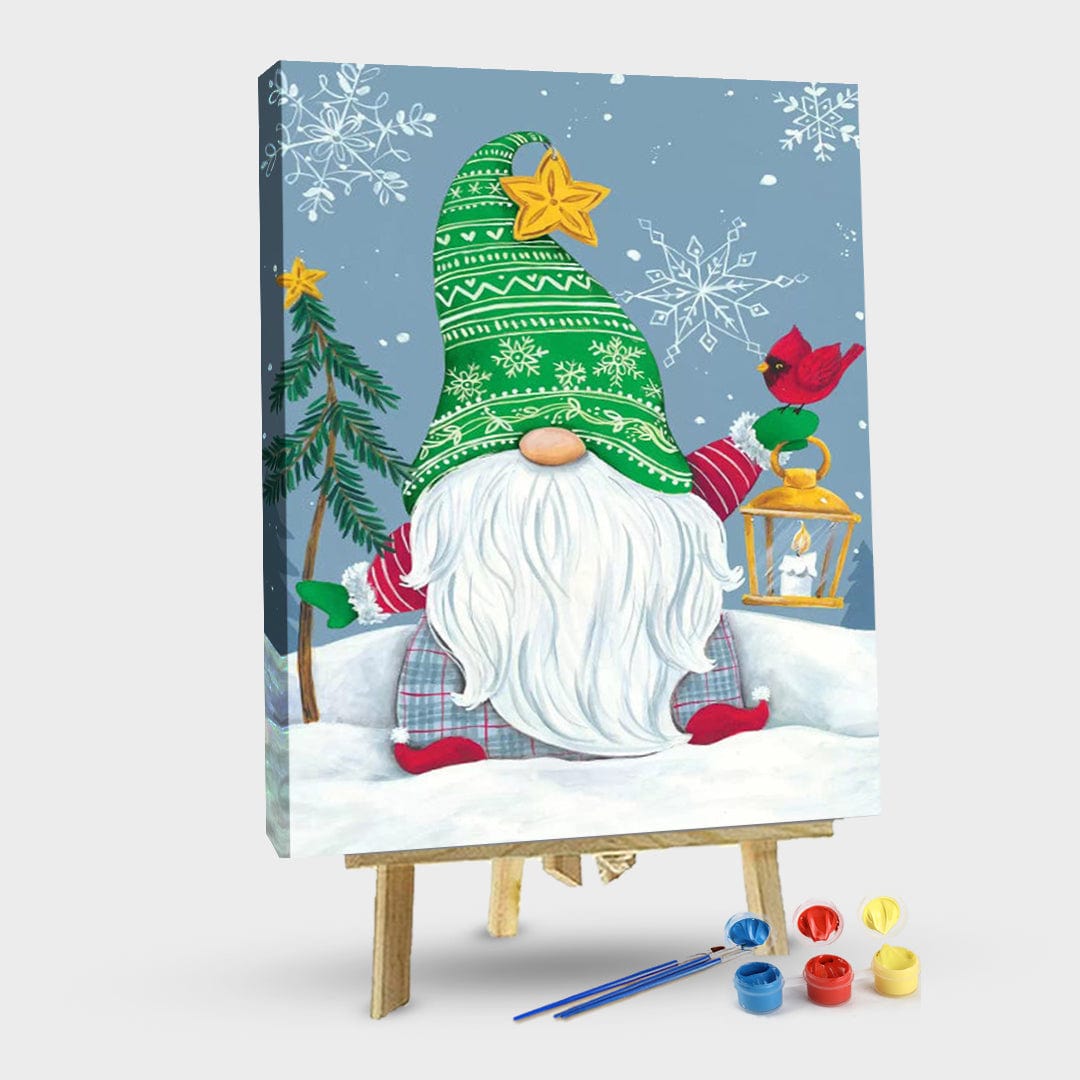 paintingnumberart 16"x20"/40x50cm / Without frame Snowy Gnome with Lantern-Paint by Numbers Kit