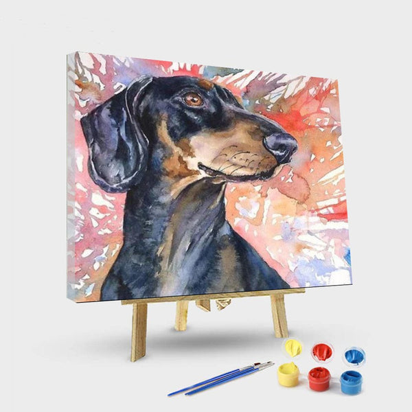paintingnumberart 16"x20"/40x50cm / Without frame Splatter Dachshund Dog – Animals Paint By Number