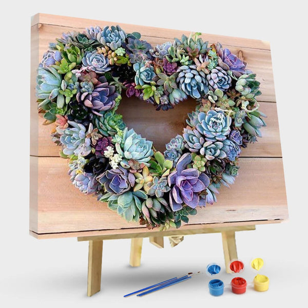 paintingnumberart 16"x20"/40x50cm / Without frame Succulent Heart-Paint by Numbers Kit