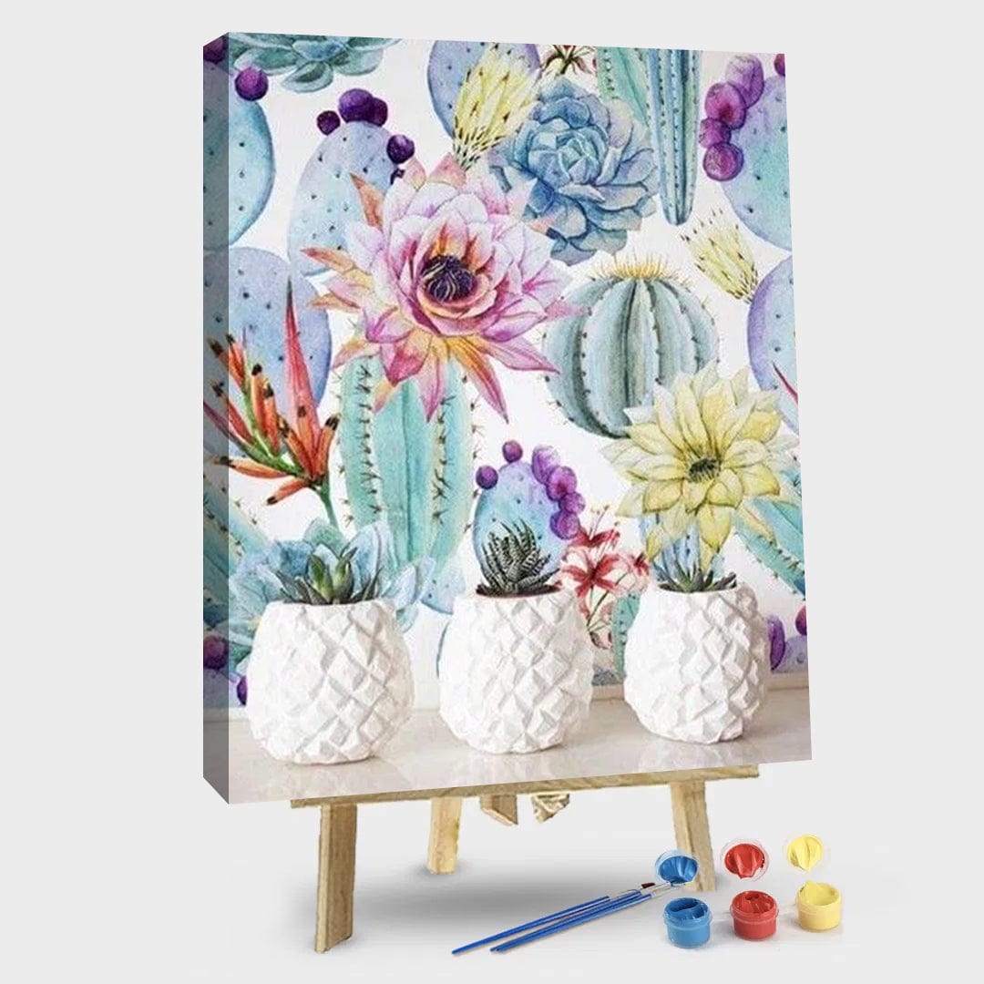 paintingnumberart 16"x20"/40x50cm / Without frame Succulents Flowerpot – Flowers Paint By Number