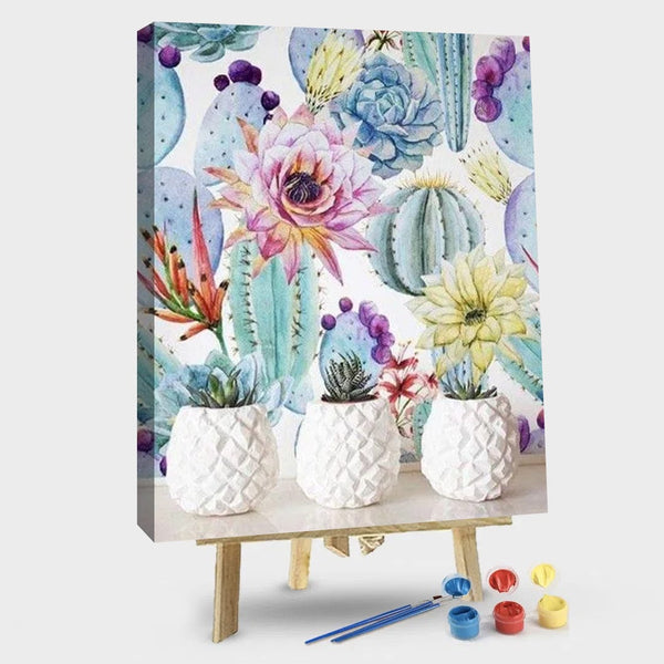 paintingnumberart 16"x20"/40x50cm / Without frame Succulents Flowerpot – Flowers Paint By Number