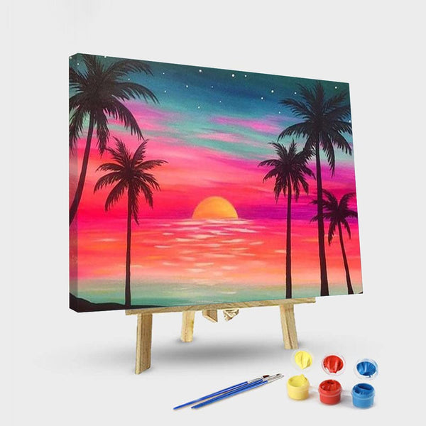 paintingnumberart 16"x20"/40x50cm / Without frame Summer Beach Sunset – Landscape Paint By Number