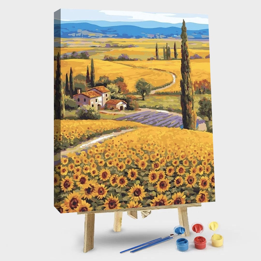 paintingnumberart 16"x20"/40x50cm / Without frame Sunflower farm – Landscape Paint By Number