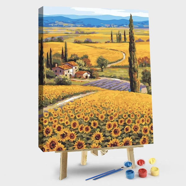 paintingnumberart 16"x20"/40x50cm / Without frame Sunflower farm – Landscape Paint By Number