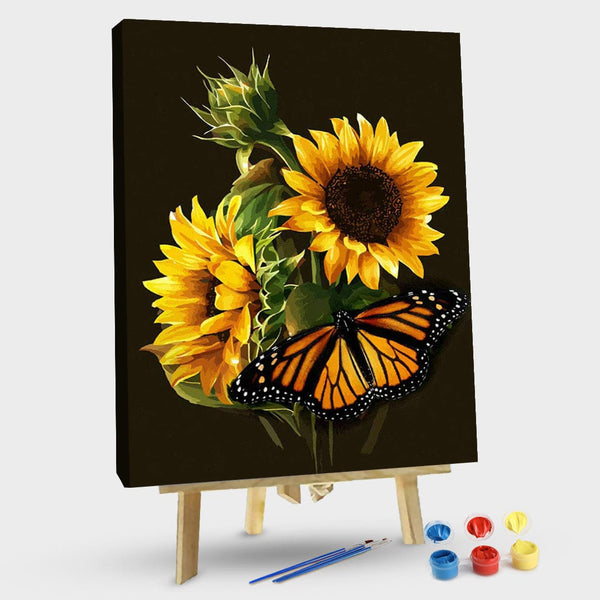 paintingnumberart 16"x20"/40x50cm / Without frame Sunflowers and Butterfly- Paint by number kit