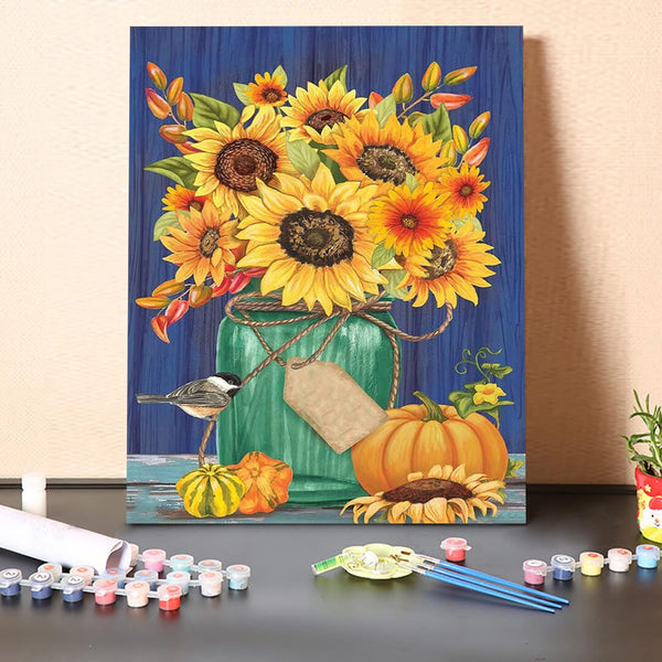 paintingnumberart 16"x20"/40x50cm / Without frame Sunflowers and Pumpkins-Paint by Numbers Kit