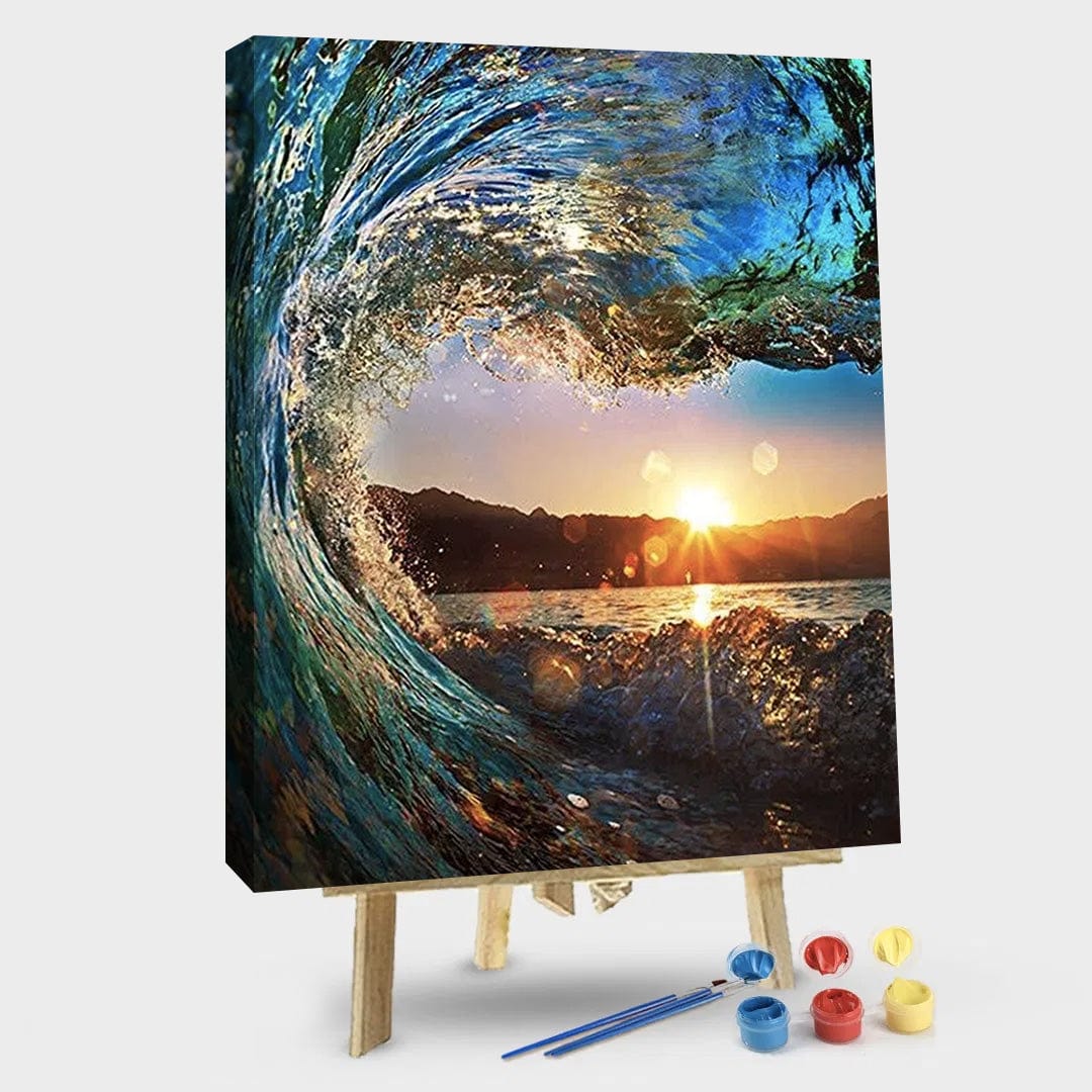 paintingnumberart 16"x20"/40x50cm / Without frame Sunset Wave – Landscape Paint By Number