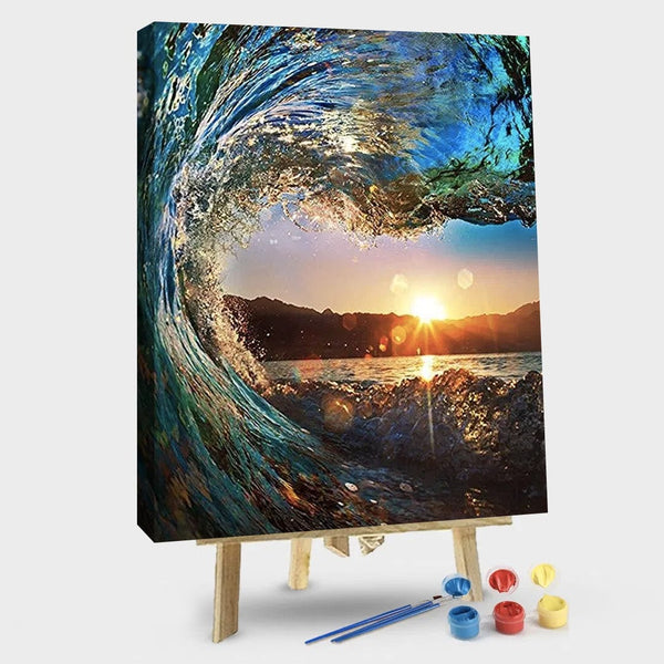 paintingnumberart 16"x20"/40x50cm / Without frame Sunset Wave – Landscape Paint By Number