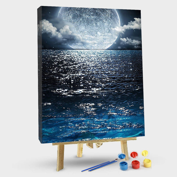 paintingnumberart 16"x20"/40x50cm / Without frame The sea and the moon live in symbiosis-paint by number kit