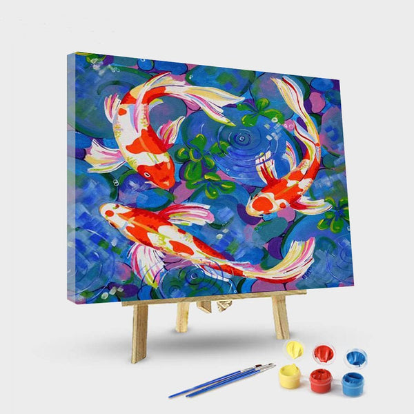 paintingnumberart 16"x20"/40x50cm / Without frame three little goldfish-Paint by Numbers Kit