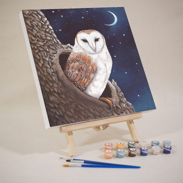 paintingnumberart 16"x20"/40x50cm / Without frame Tree Hole midnight Owl-Mini DIY Paint by Numbers Kit