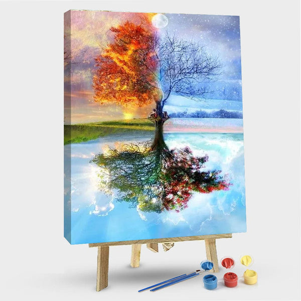 paintingnumberart 16"x20"/40x50cm / Without frame Tree Through Four Seasons – Landscape Paint By Number