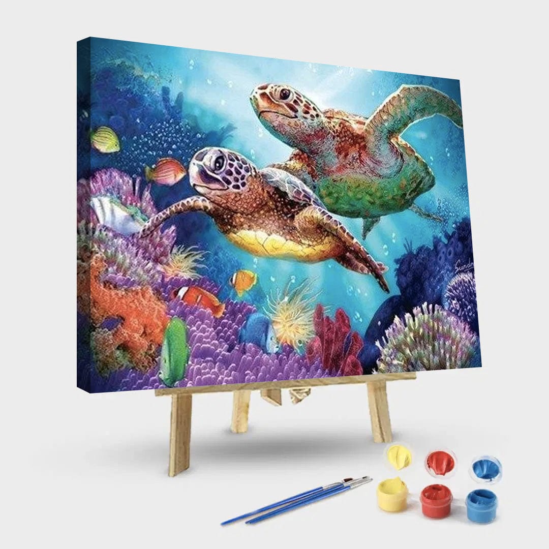 paintingnumberart 16"x20"/40x50cm / Without frame Turtle Couple – Animals Paint By Number