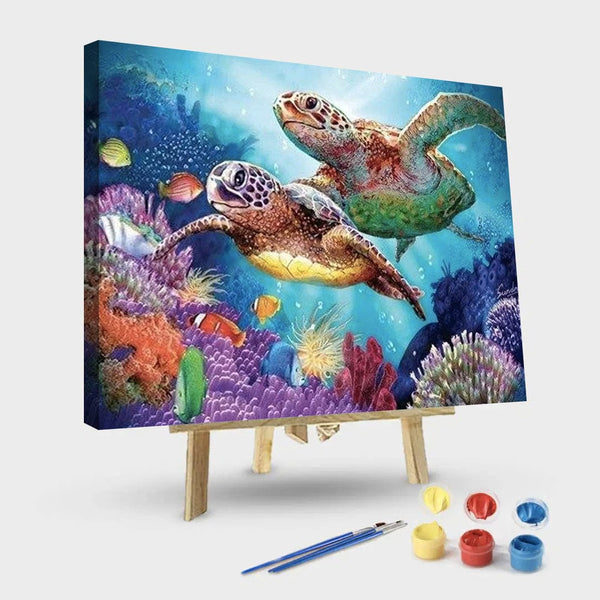 paintingnumberart 16"x20"/40x50cm / Without frame Turtle Couple – Animals Paint By Number