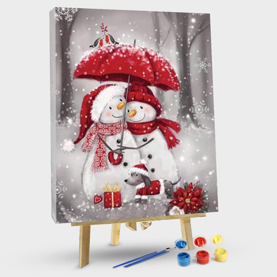 paintingnumberart 16"x20"/40x50cm / Without frame Two snowmen-Paint by Numbers Kit