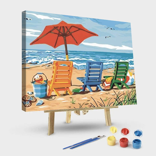 paintingnumberart 16"x20"/40x50cm / Without frame Vacations at The Beach – Landscape Paint By Number