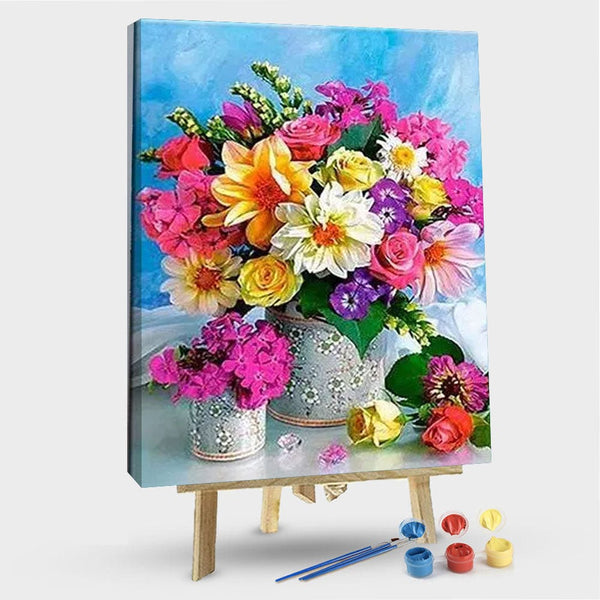 paintingnumberart 16"x20"/40x50cm / Without frame Vase of Colorful Flowers – Flowers Paint By Number