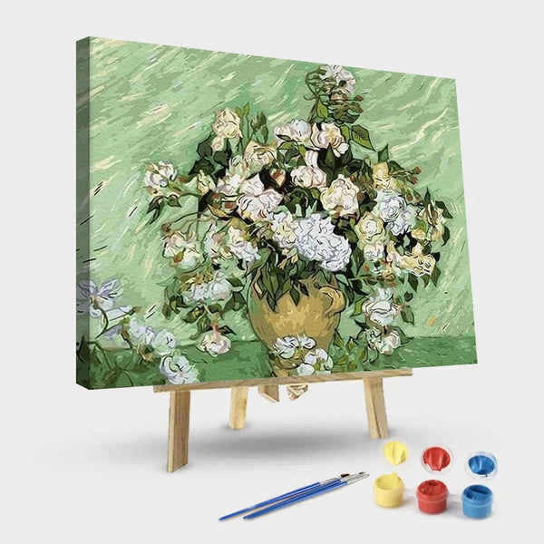 paintingnumberart 16"x20"/40x50cm / Without frame Vase with Roses Vincent Van Gogh – Flowers Paint By Number