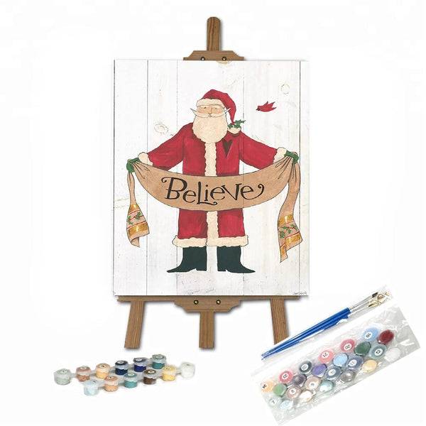 paintingnumberart 16"x20"/40x50cm / Without frame Vintage St. Nick On White Wood-Paint by Numbers Kit