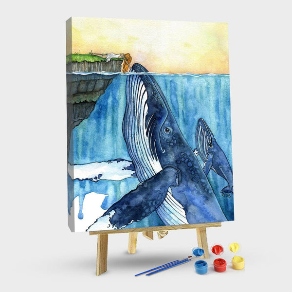 paintingnumberart 16"x20"/40x50cm / Without frame Whale and Girl-Paint by Numbers Kit