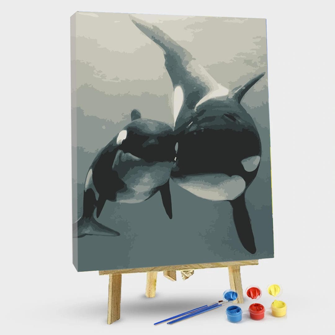 paintingnumberart 16"x20"/40x50cm / Without frame Whale Mother And Child – Animals Paint By Number