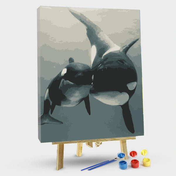 paintingnumberart 16"x20"/40x50cm / Without frame Whale Mother And Child – Animals Paint By Number