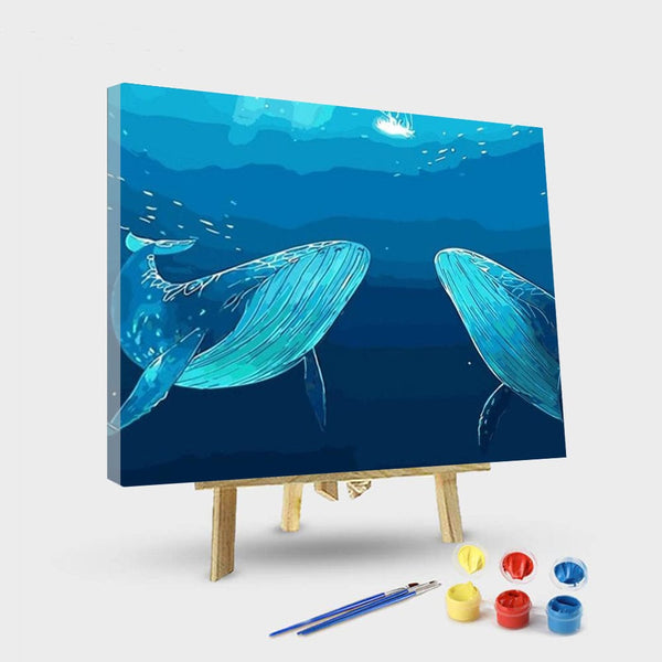 paintingnumberart 16"x20"/40x50cm / Without frame Whales Under Sea – Animals Paint By Number