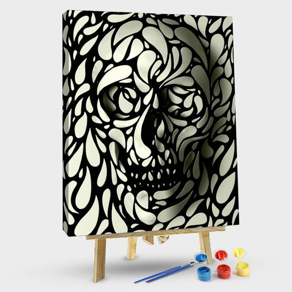 paintingnumberart 16"x20"/40x50cm / Without frame White and Black Dye Skull-Paint by Numbers Kit