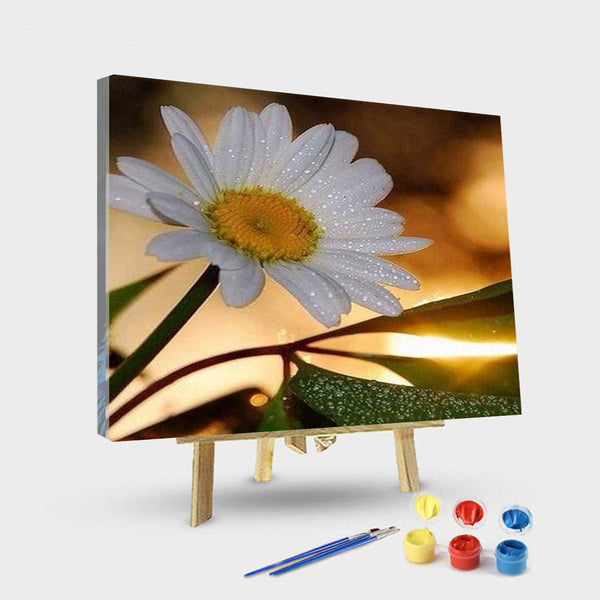 paintingnumberart 16"x20"/40x50cm / Without frame WHITE DAHLIA– Flowers Paint By Numbers