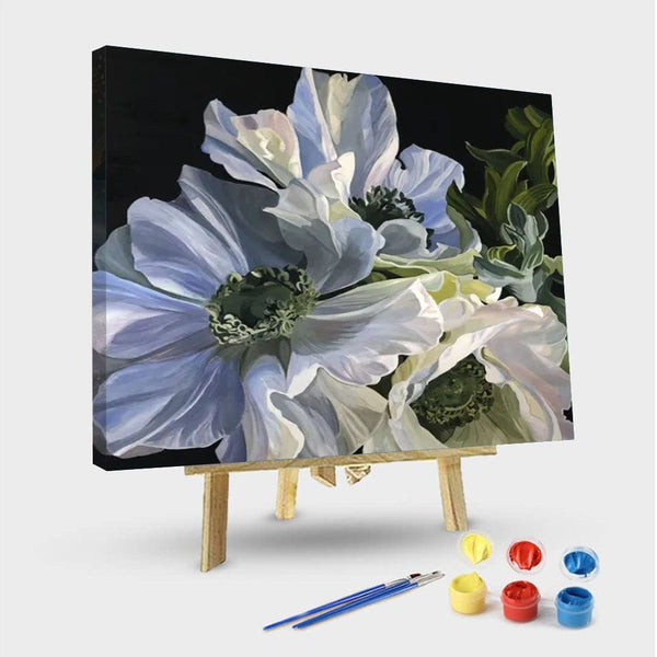 paintingnumberart 16"x20"/40x50cm / Without frame White Flowers – DIY Paint By Numbers Kit