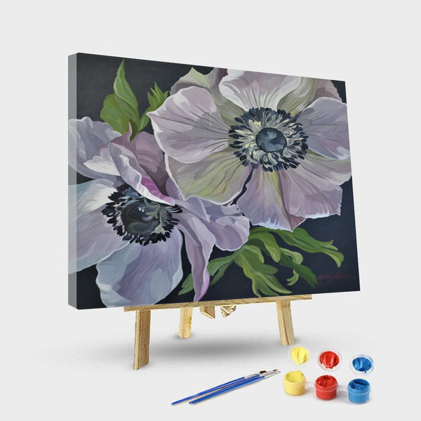 paintingnumberart 16"x20"/40x50cm / Without frame White Flowers – DIY Paint By Numbers Kit