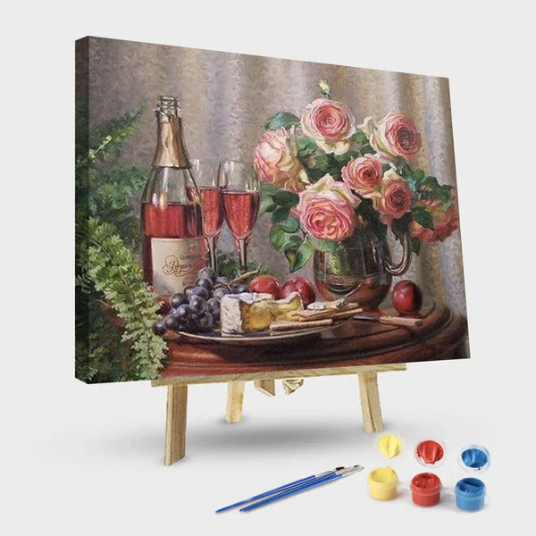 paintingnumberart 16"x20"/40x50cm / Without frame Wine and Flowers – Flowers Paint By Number