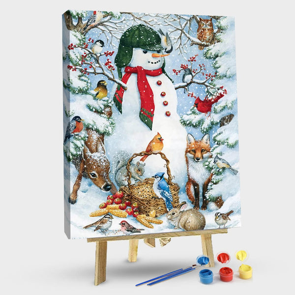paintingnumberart 16"x20"/40x50cm / Without frame Winter Snow Forest Animal-Paint by Numbers Kit  1