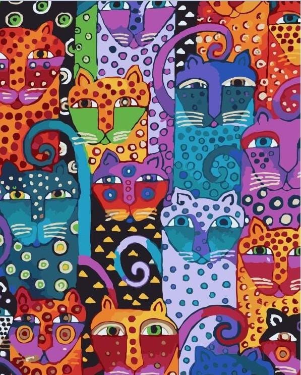 paintingnumberart Abstract Cats Heads – Animals Paint By Number