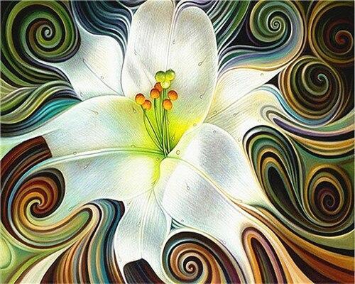 paintingnumberart Abstract White Flowers – Flowers Paint By Number