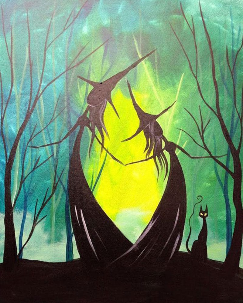 paintingnumberart Adorable Witch Sisters in the Woods-Paint by Number Kit