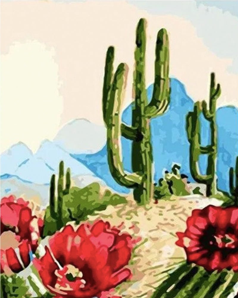 paintingnumberart aint By Numbers Kit -Desert Cactus