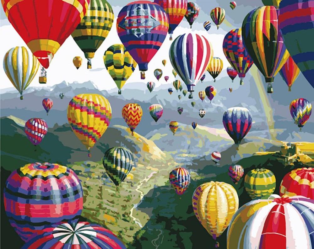 paintingnumberart Air Balloon Above Mountains – Landscape Paint By Number