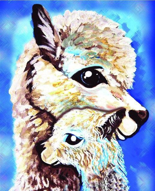 paintingnumberart Alpaca And Her Baby – Animals Paint By Number
