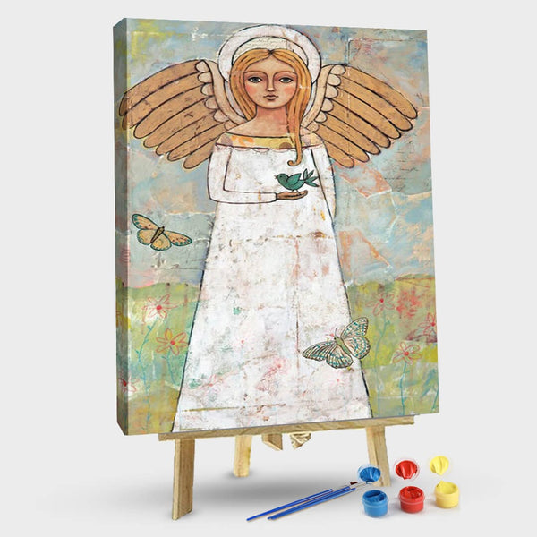 paintingnumberart Angel From The Meadow With Bird-Paint by number kit