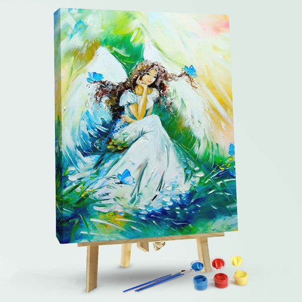 paintingnumberart Angel surrounded by butterflies–Paint by Numbers Kit