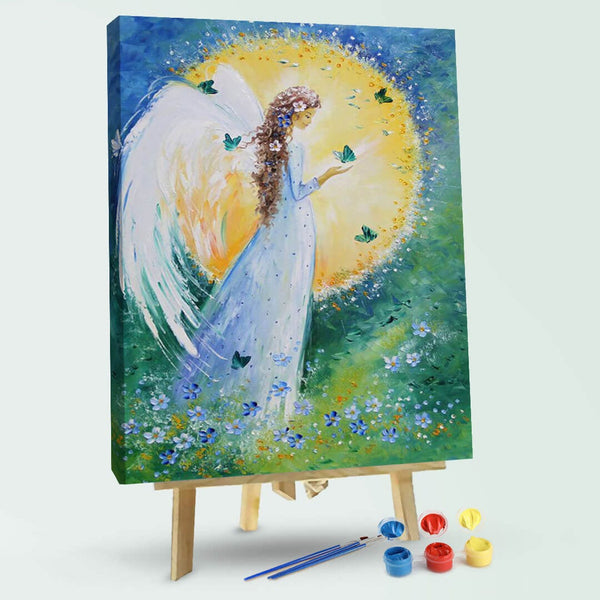 paintingnumberart Angel surrounded by butterflies2-Paint by Numbers Kit
