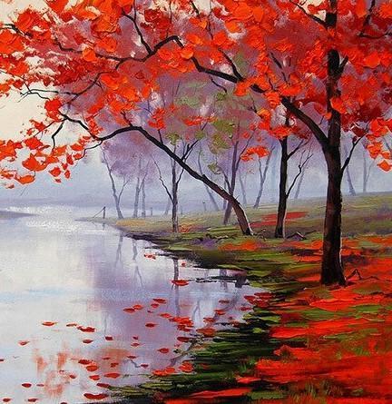 paintingnumberart Autumn Fallen leaves – Landscape Paint By Number