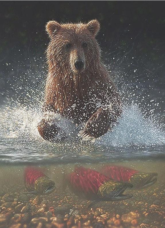 paintingnumberart Bear Catching Fish – Animals Paint By Number