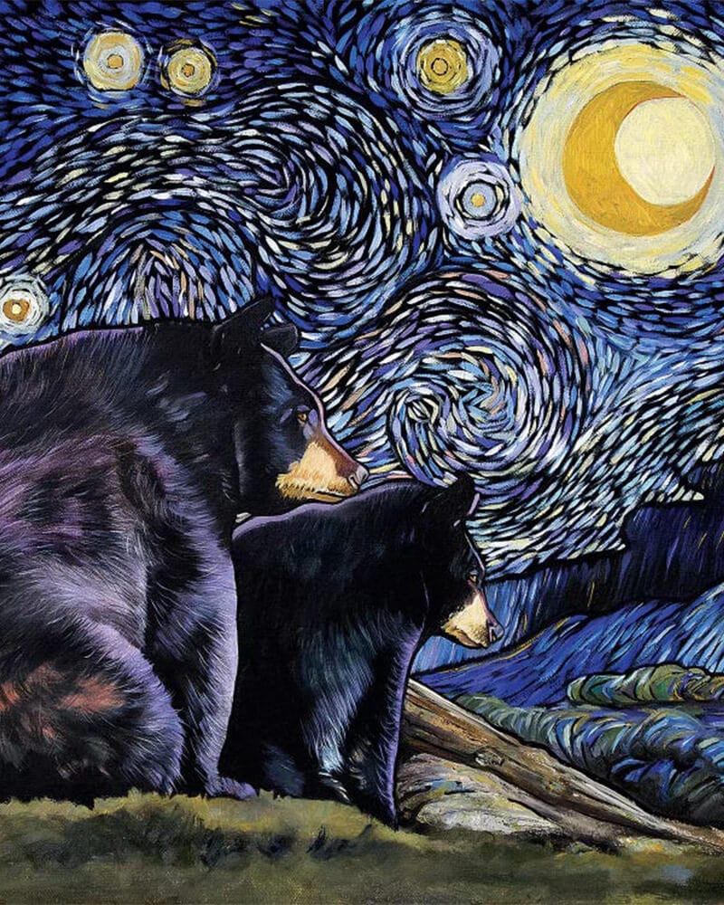 paintingnumberart Beary Starry Nights Too-Paint by Numbers Kit