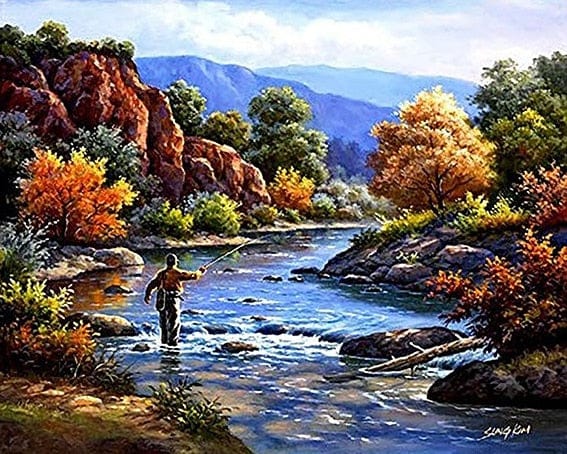 paintingnumberart Big Running River – Landscape Paint By Numbers