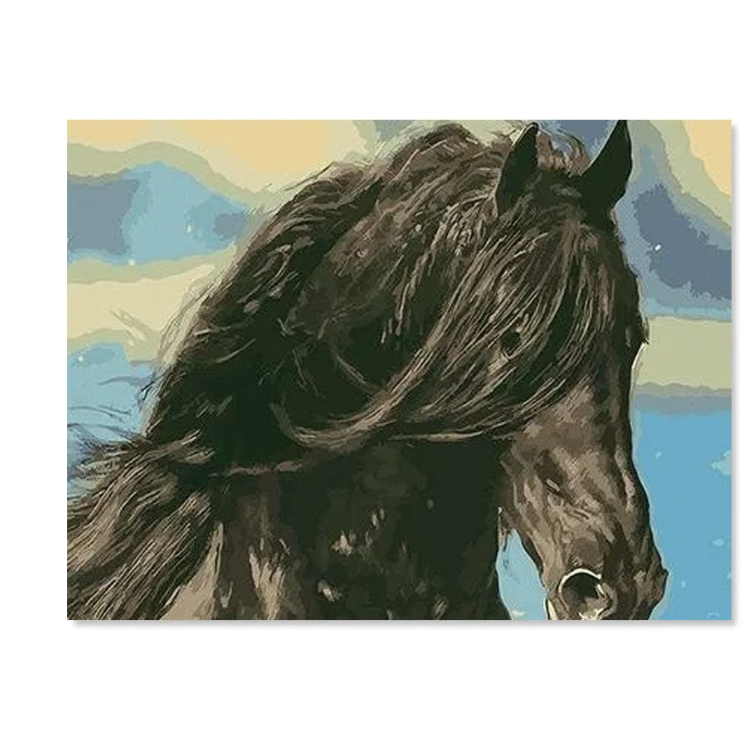 paintingnumberart Black Horse Head – Animals Paint By Number