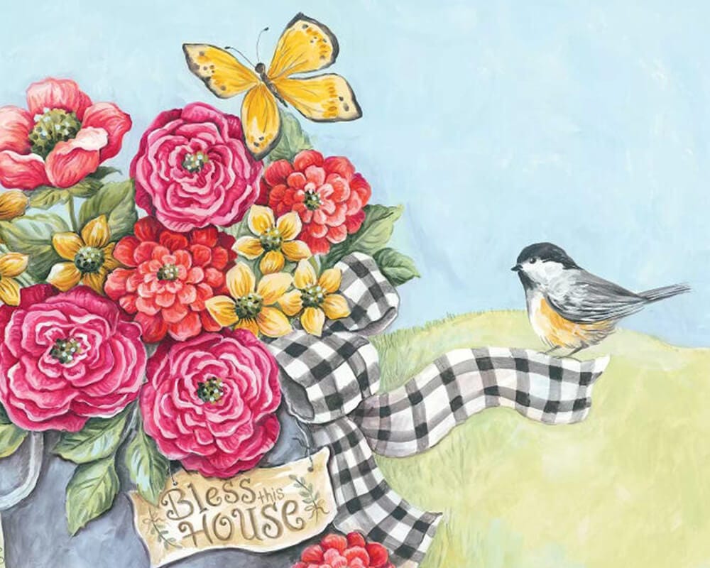 paintingnumberart Bless This House Flowers-Paint by Numbers Kit