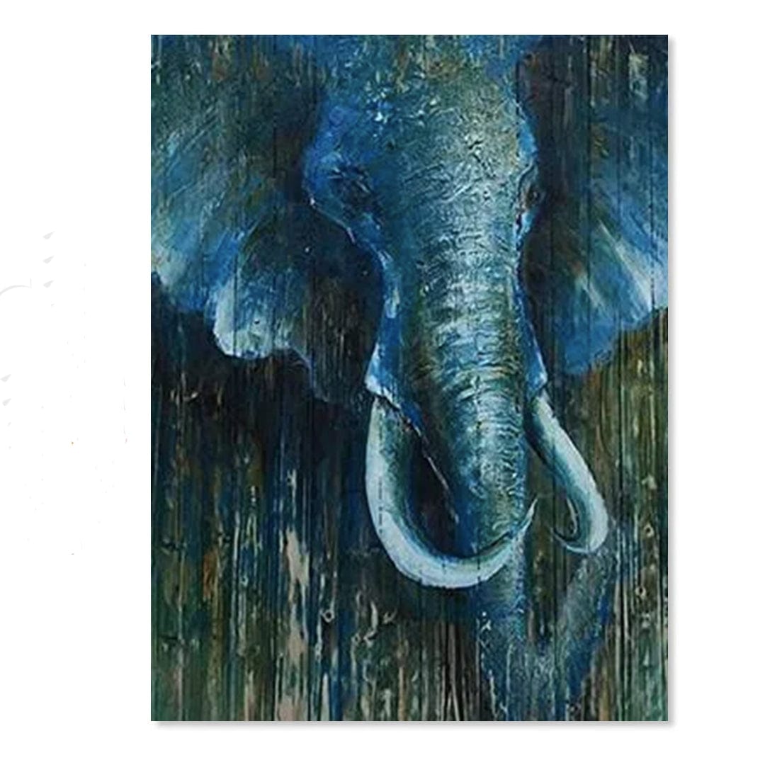 paintingnumberart Blue Elephant on Wood – Animals Paint By Number